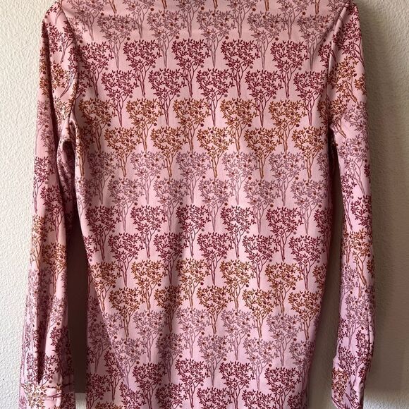 Vintage 70s Devon 100% Polyester Dusty Rose Floral Print Button Down Top Size S - Picture 4 of 8
